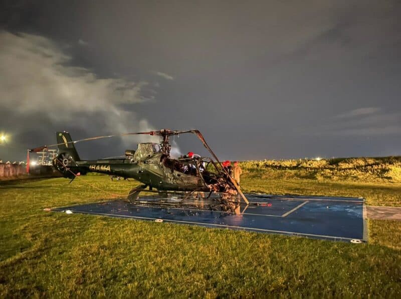 Helicóptero do Ibama é incendiado na madrugada desta segunda-feira
