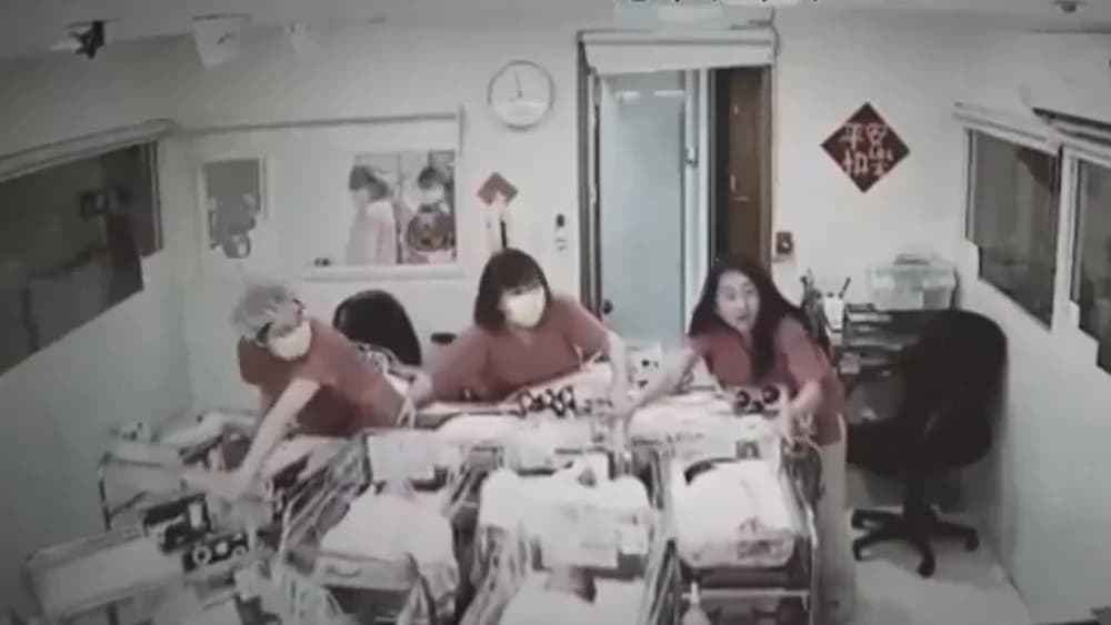 VÍDEO: Em ato heroico, enfermeiras de Taiwan protegem bebês recém-nascidos durante terremoto
