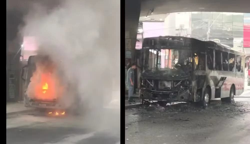 VÍDEO: Ônibus pega fogo em terminal na zona Leste de SP e causa pânico
