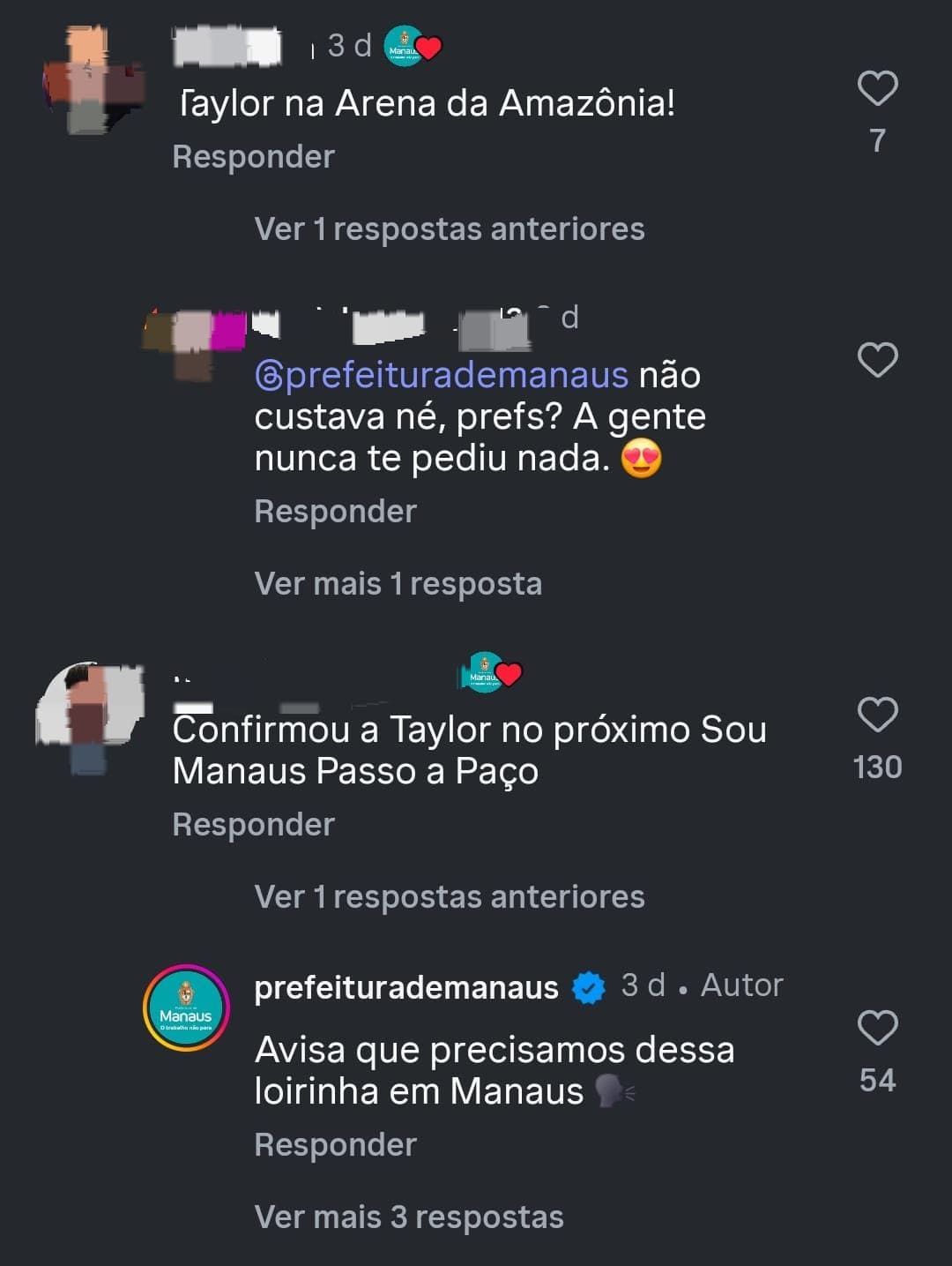 Taylor Swift no Sou Manaus? Prefeitura brinca e fãs pedem cantora no festival