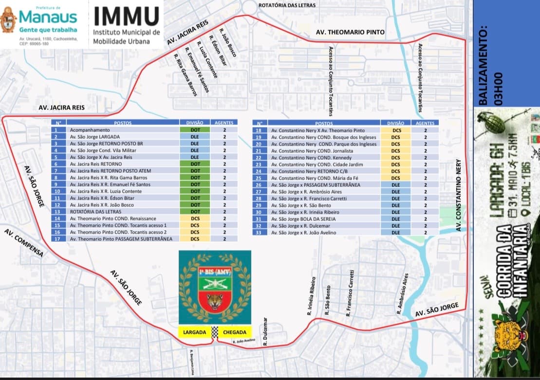 Corrida da Infantaria interdita vias em Manaus neste domingo (31)