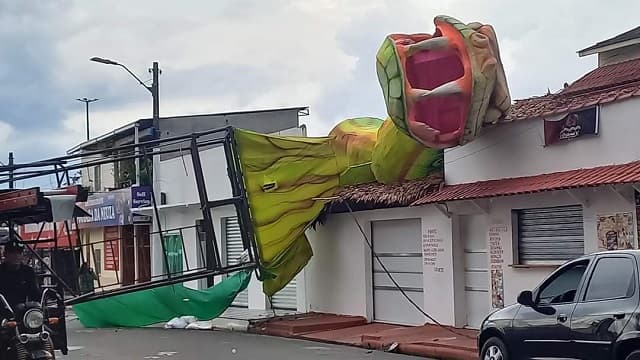 Alegoria do Garantido despenca em residência após temporal
