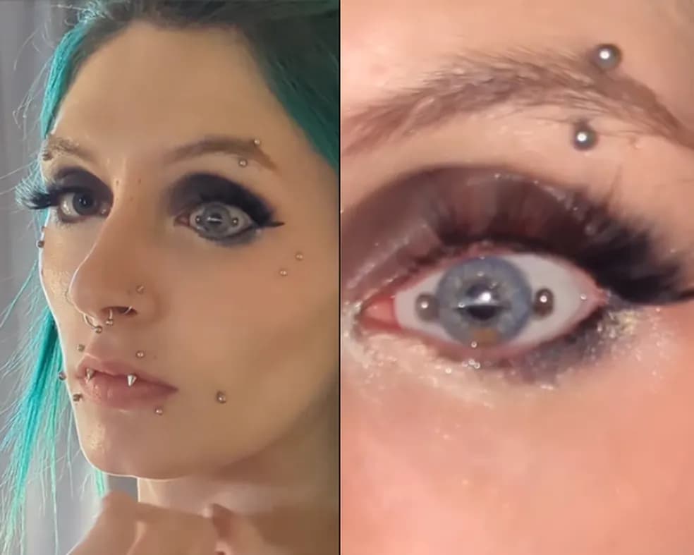 Mulher põe piercing no olho e choca internautas