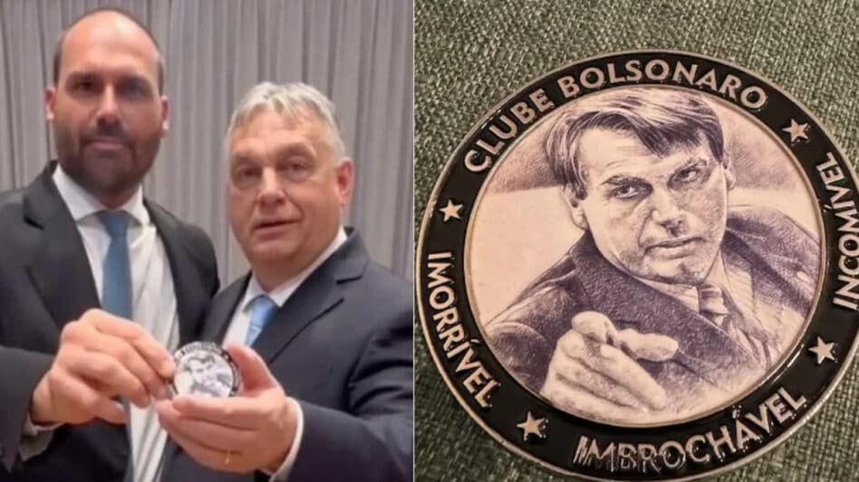 Eduardo Bolsonaro entrega medalha de “imbrochável” a primeiro-ministro da Hungria