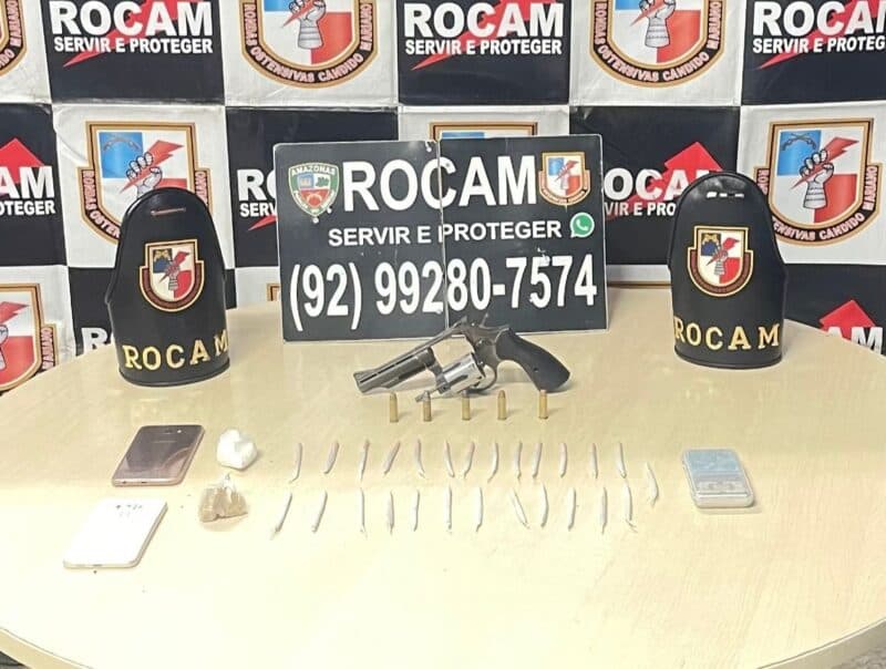 Zona Sul de Manaus: homem é preso com arma de fogo e drogas