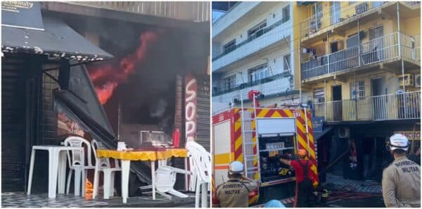 VÍDEOS: Incêndio atinge prédio e destrói restaurante no Centro de Manaus