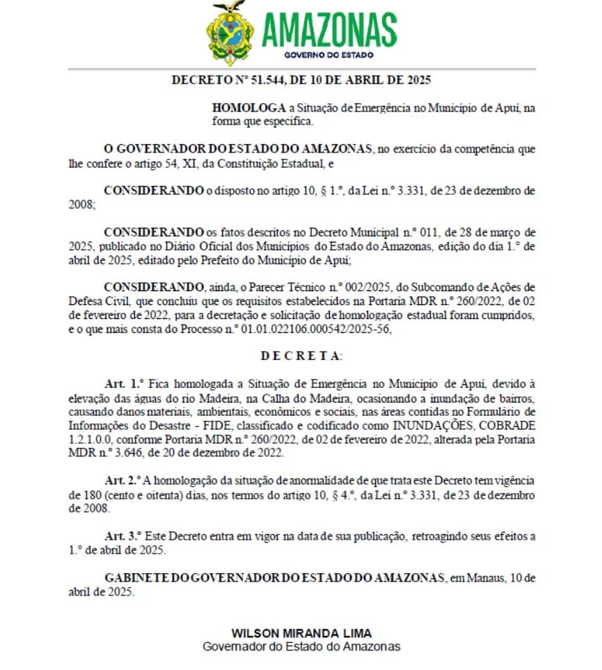 Situação de Emergência Apuí