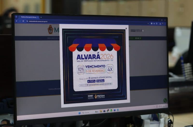 Prazo para pagamento do Alvará 2026 com desconto encerra nesta quinta (5) em Manaus