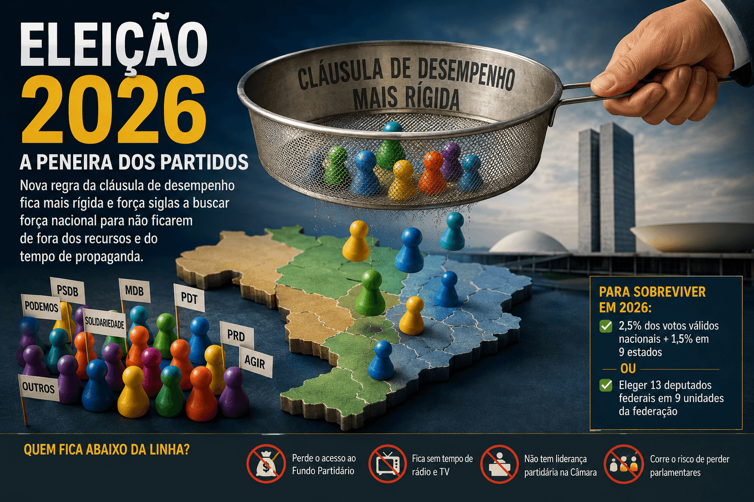 Eleição de 2026 terá “peneira” de partidos e força corrida por alianças nacionais