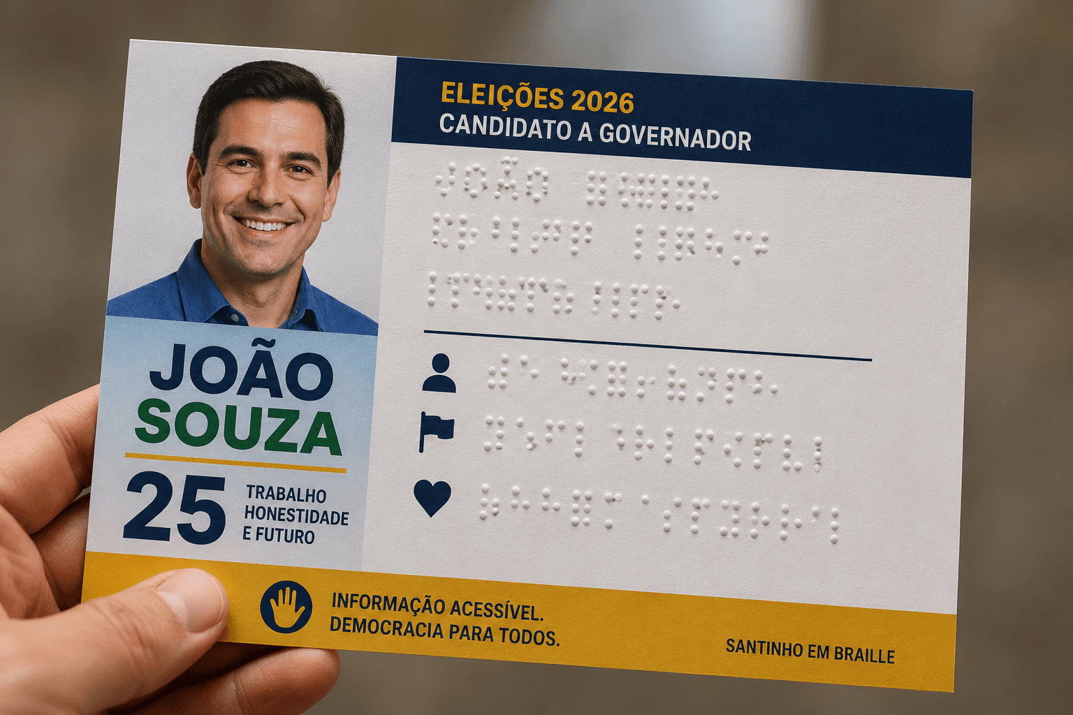 Santinhos em Braille serão obrigatórios nas eleições majoritárias de 2026